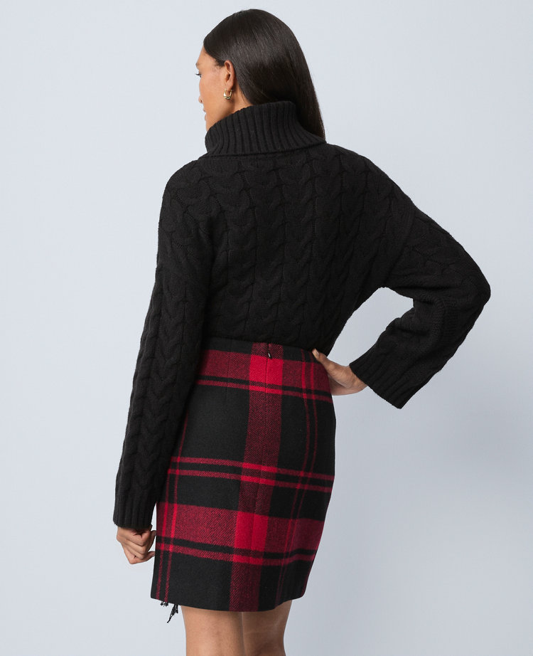 Petite Weekend Collection Plaid Wrap Effect Skirt