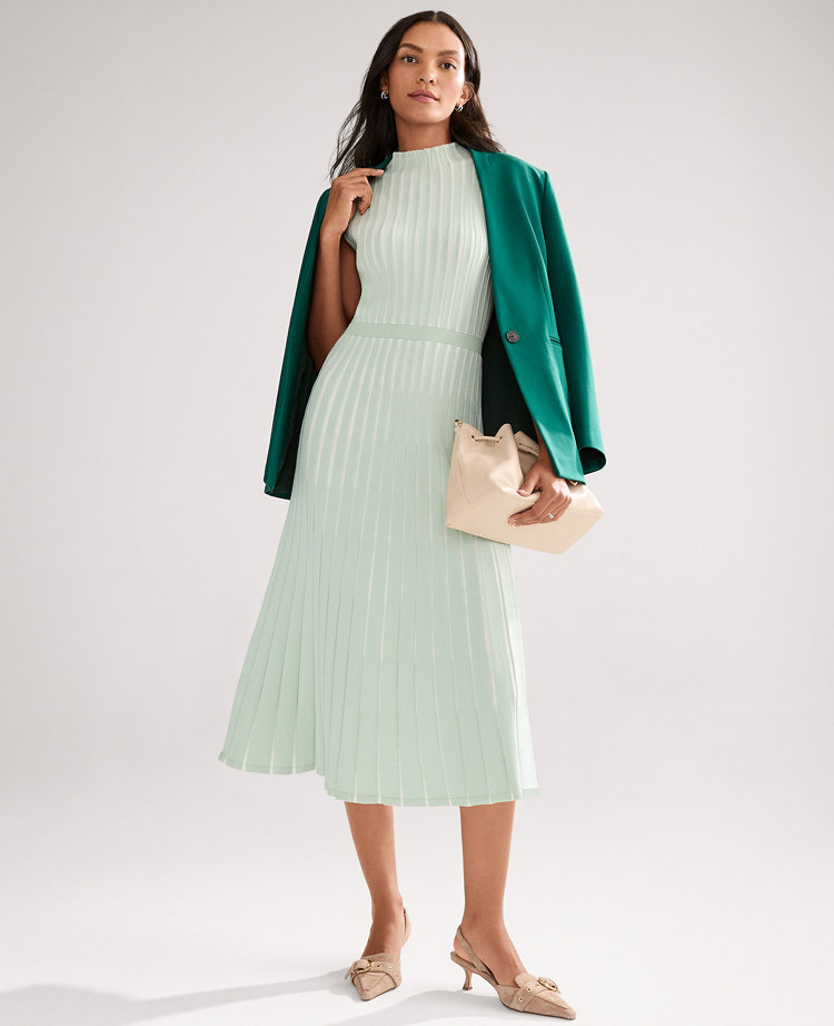 Ribbed Mock Neck Sweater Dress