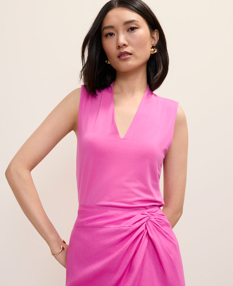 Petite Sleeveless V-Neck Top