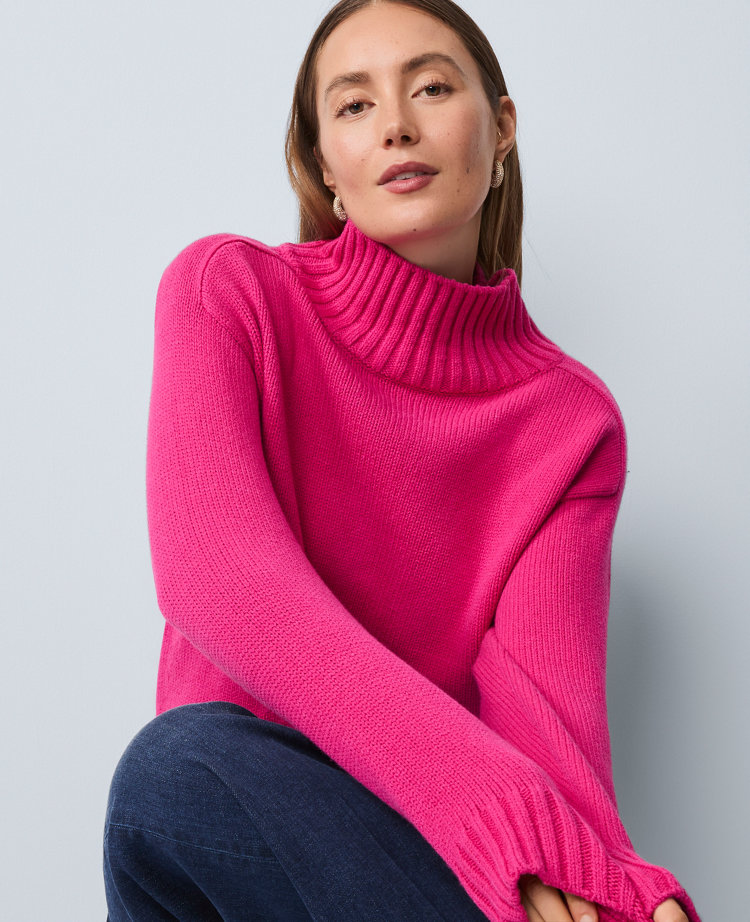 Petite Ribbed Mock Neck Sweater