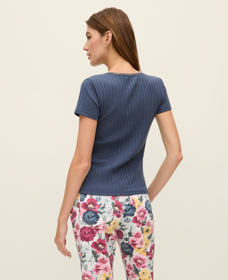 Weekend Collection Lace Trim Pointelle Tee