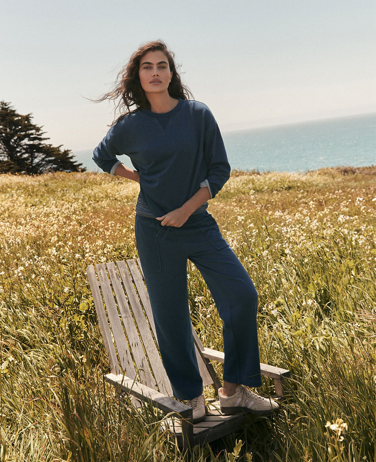 Haven Well Within Indigo Washed Cotton Fleece Crewneck Pullover