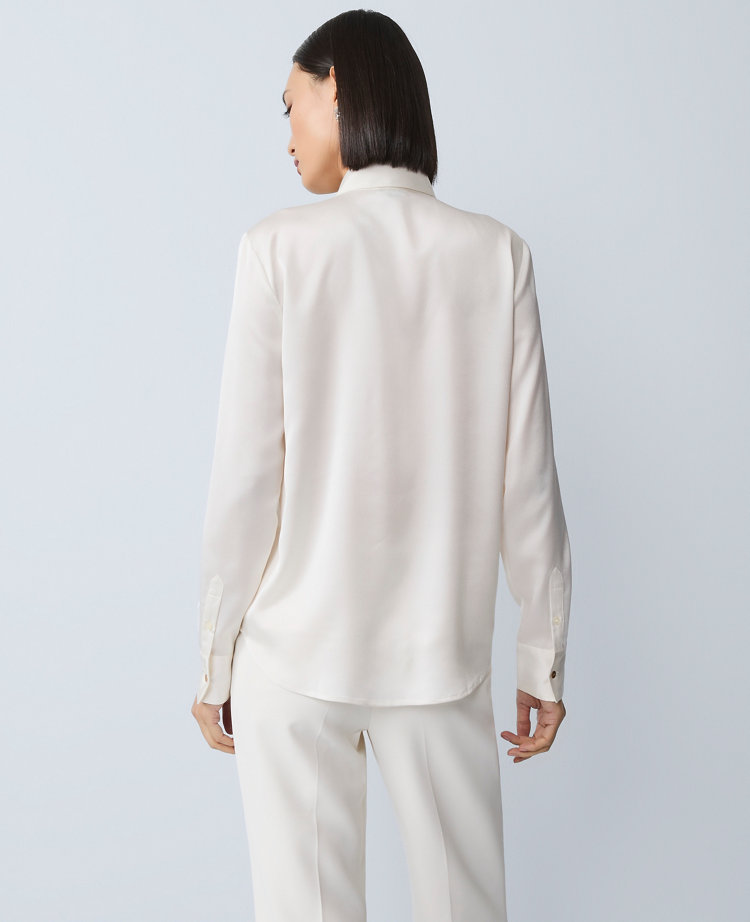 Petite Embellished Satin Essential Shirt