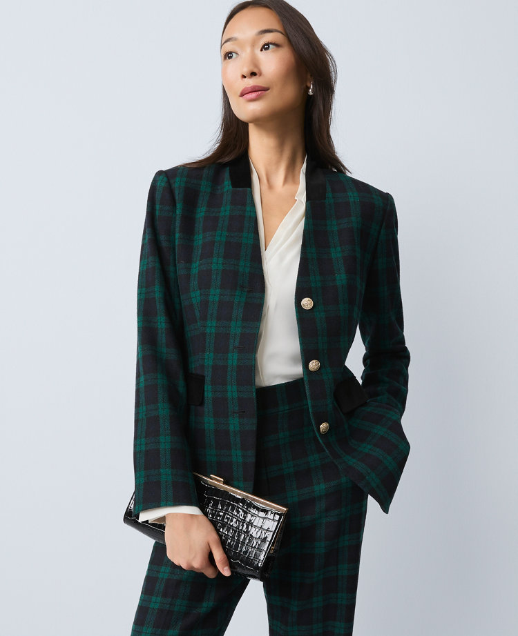 Ann Taylor The Petite Long Collarless Blazer In Multi