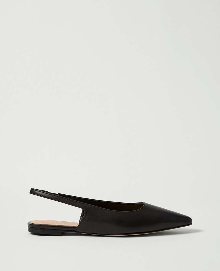 Ann Taylor Leather Slingback Flat In Black