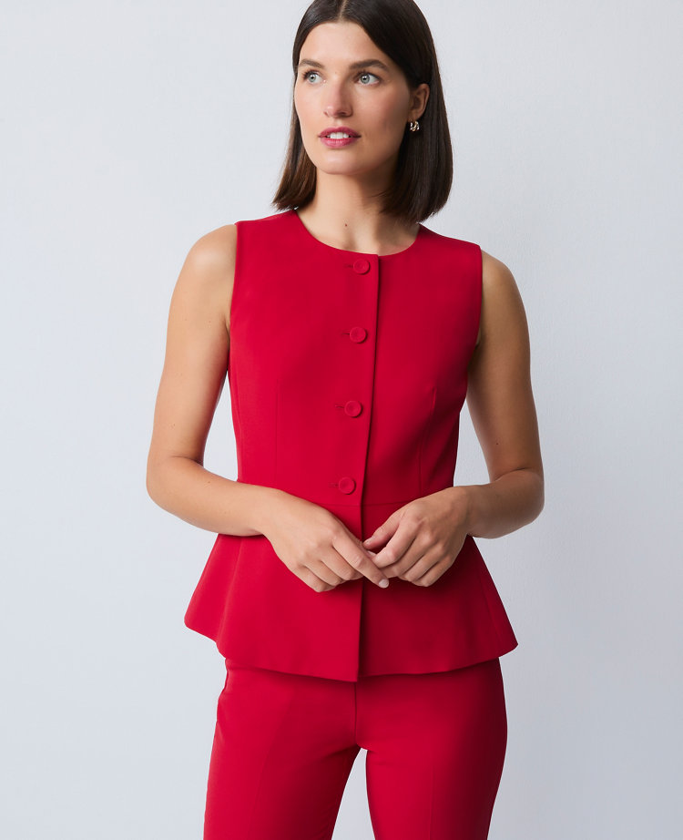 Petite Crew Neck Peplum Vest