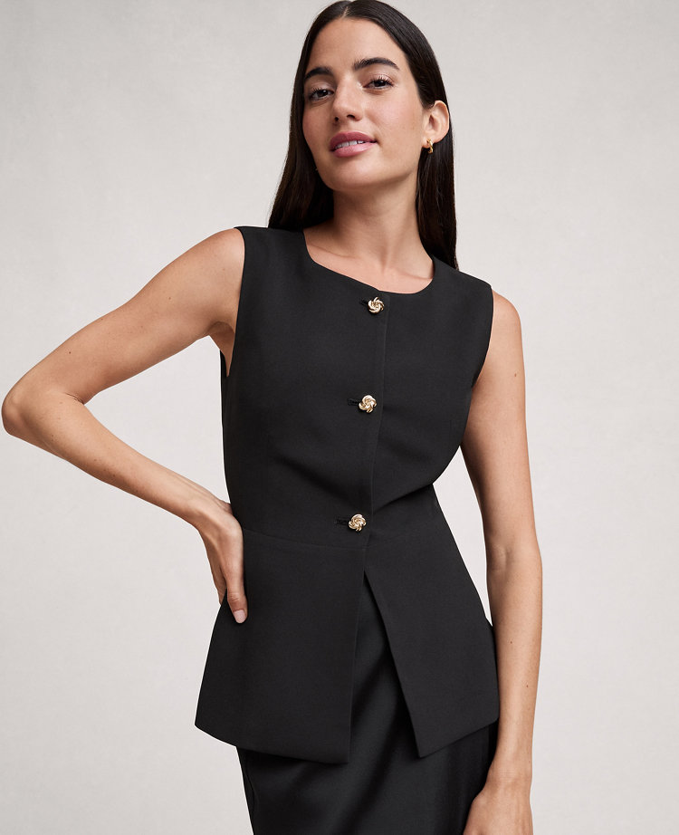 Petite Crew Neck Peplum Vest