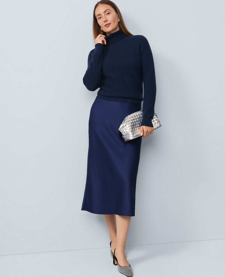 Petite Satin Bias Slip Skirt