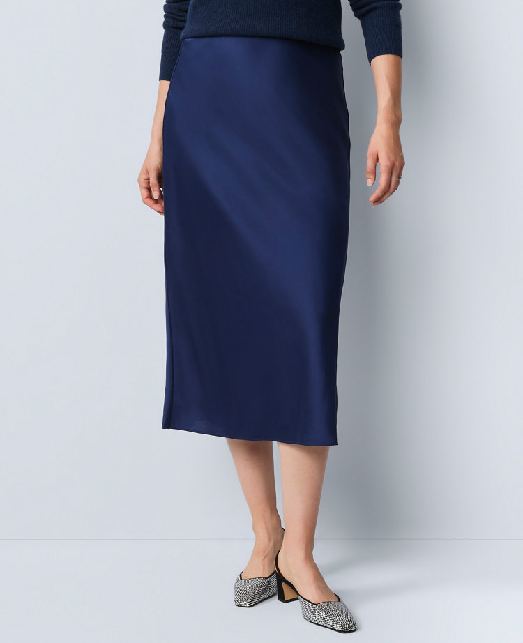 Petite Satin Bias Slip Skirt