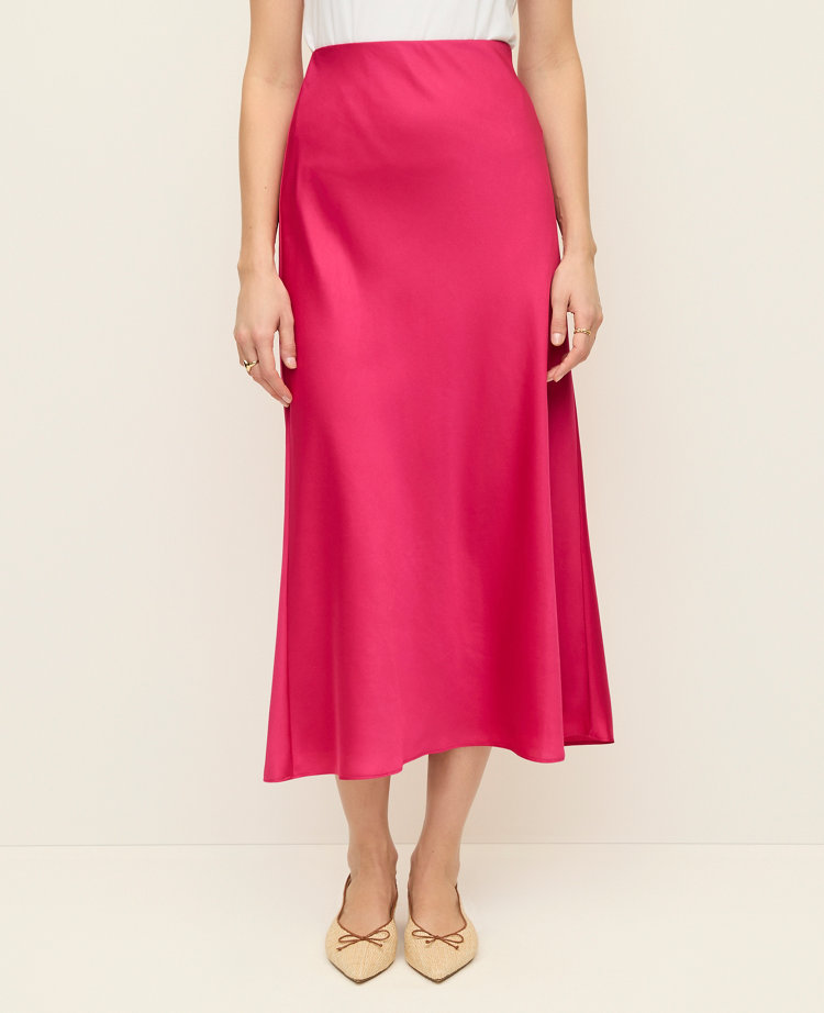 Petite Satin Bias Midi Slip Skirt