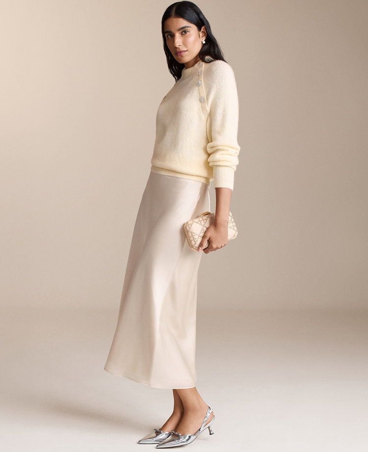 Petite Satin Bias Slip Skirt