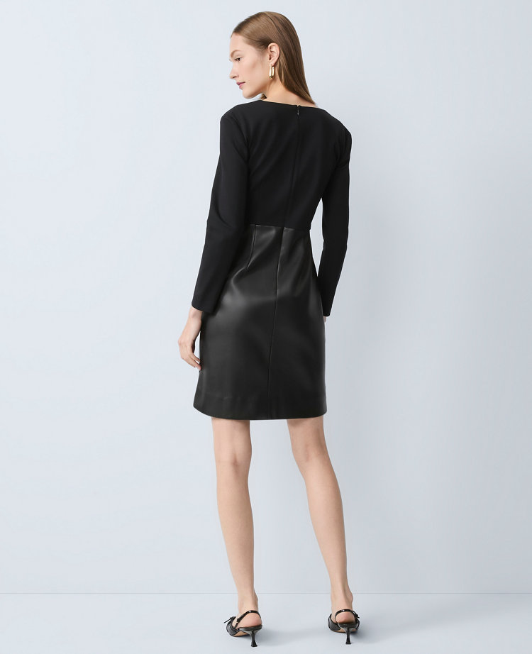 Petite Mixed Media V-Neck Sheath Dress