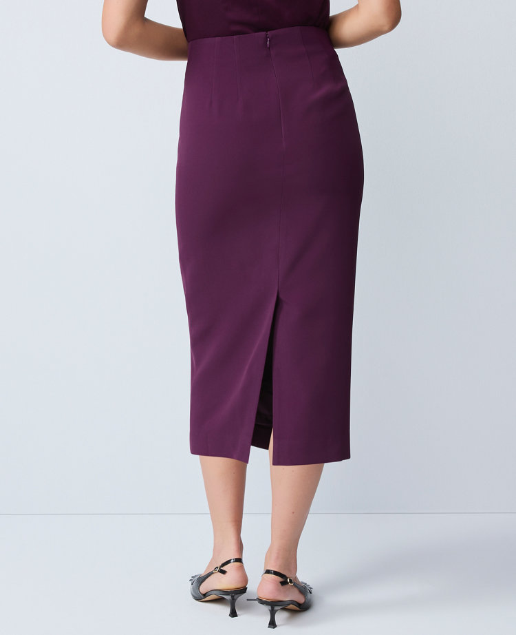 Petite Fluid Crepe Pocket Midi Skirt