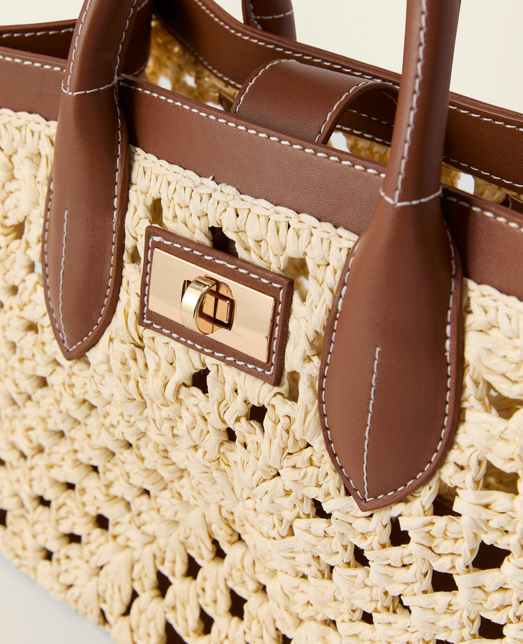 Ann Taylor Woven Straw Tote Natural Women's