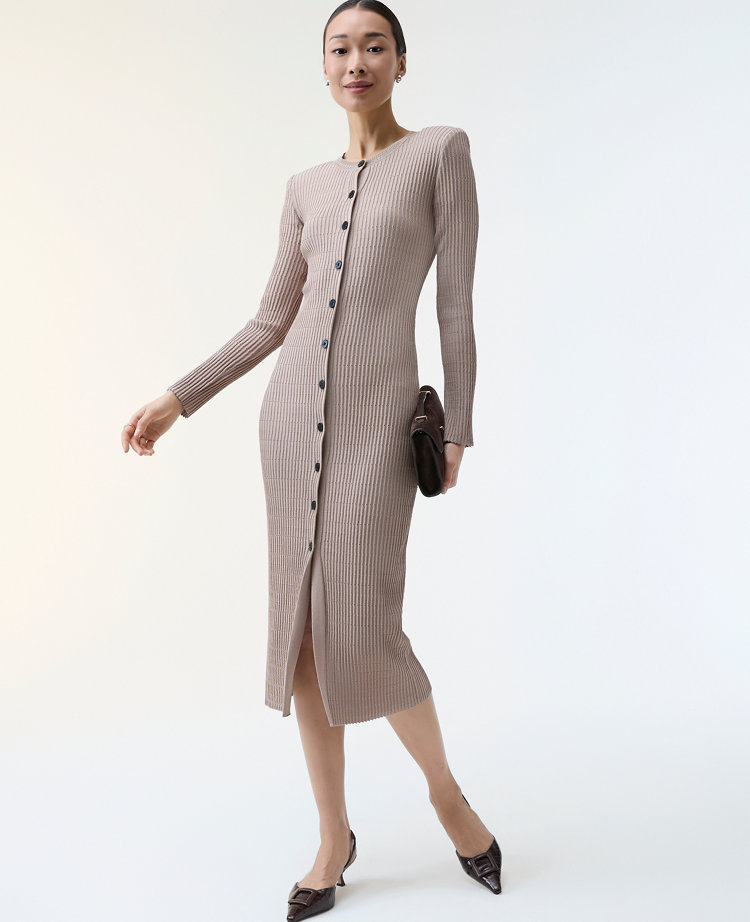 Ribbed Button Sweater Dress