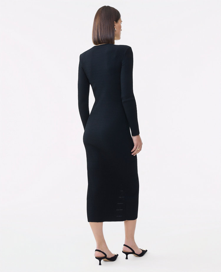 Ribbed Button Sweater Dress