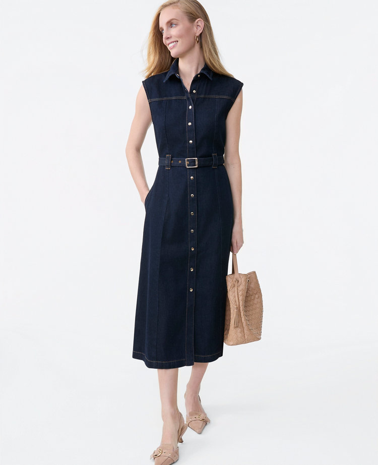 Belted Denim Midi Shirtdress