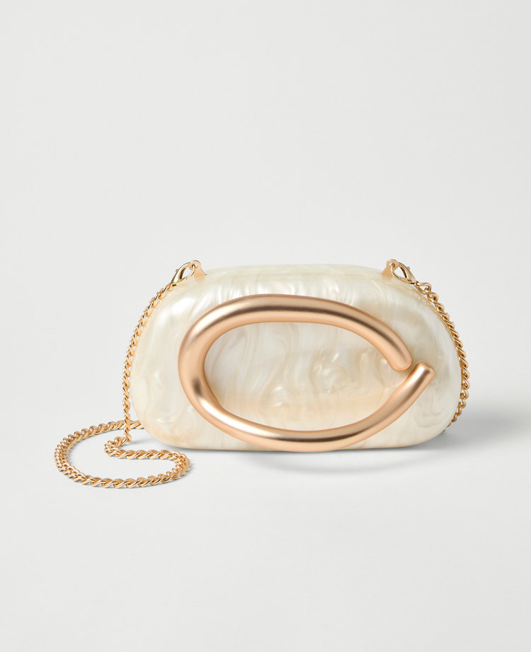 Hardware Embellished Pearl Clutch