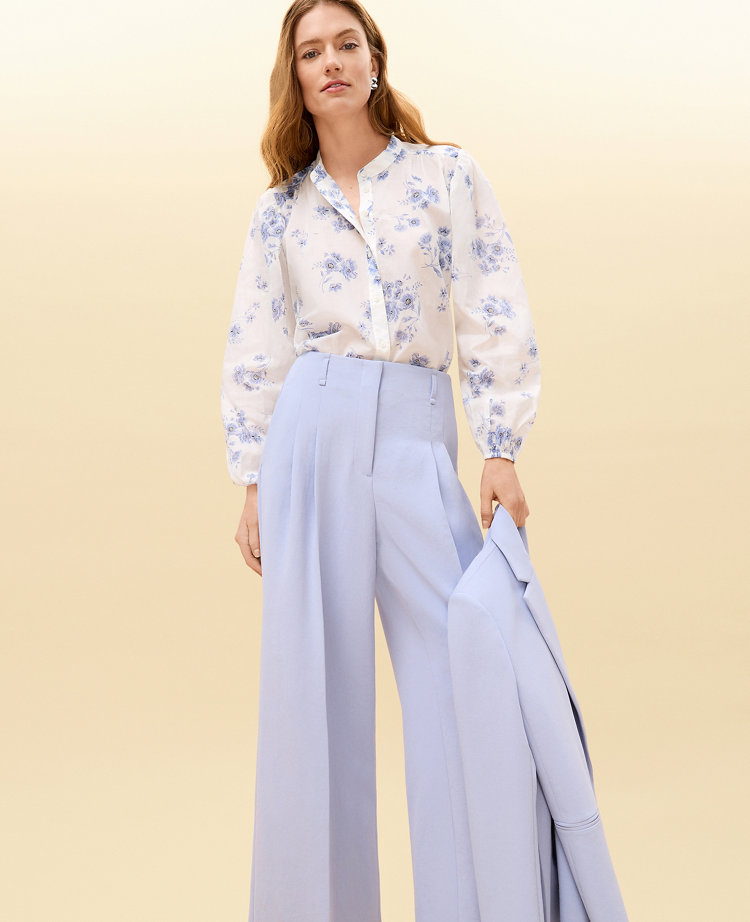 Floral Embroidered Collar Blouse