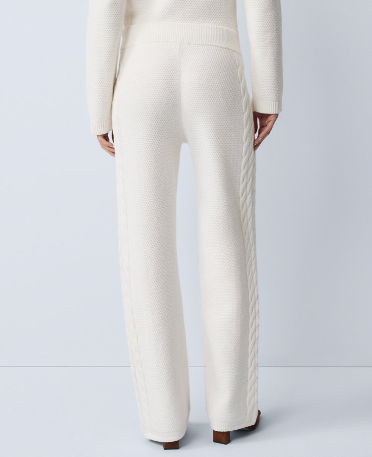 Ann Taylor Petite Weekend Collection The Mixed Stitch Wide-leg Sweater Pant In White