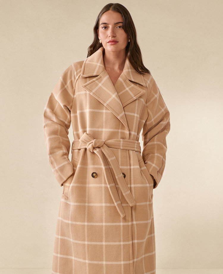Windowpane Belted Coat