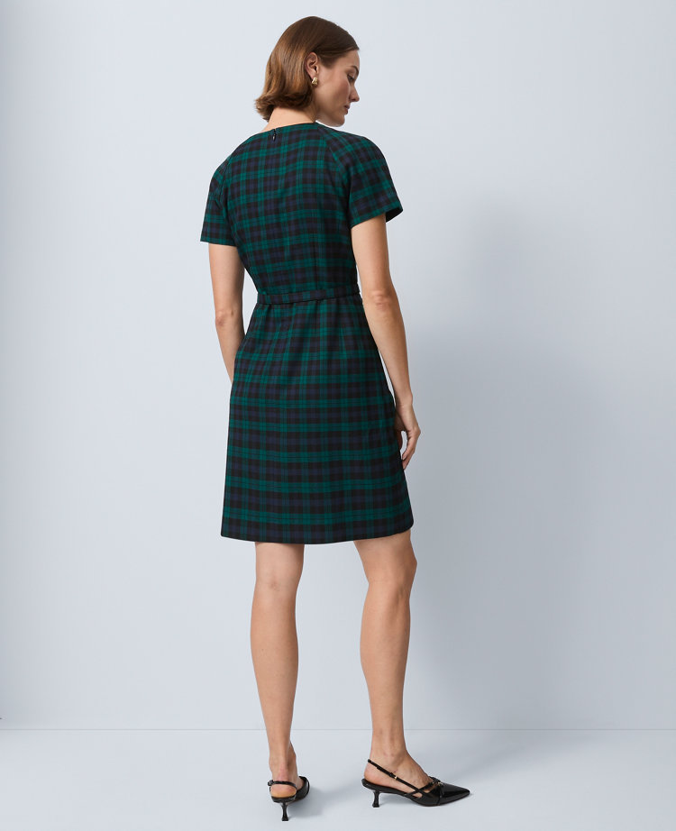 Plaid Belted Sheath Dress