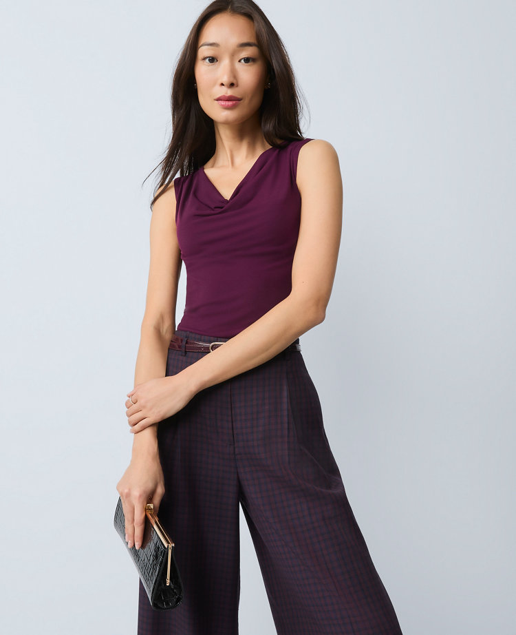 Ann Taylor Draped Cowl Neck Top In Black