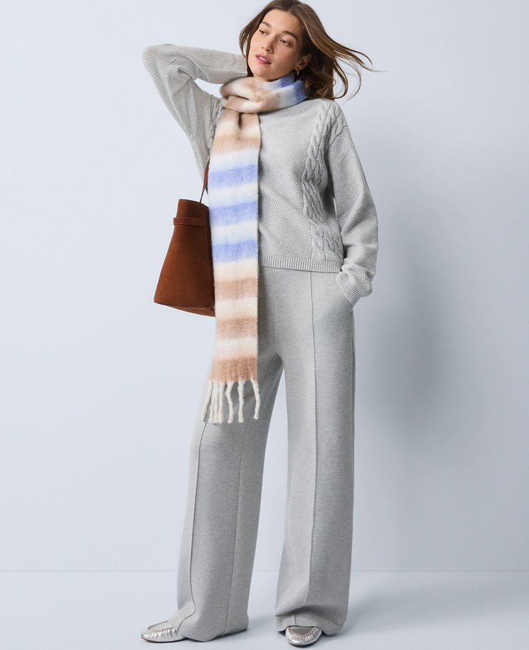 Ann Taylor Weekend Collection Mixed Cable Sweater In Gray