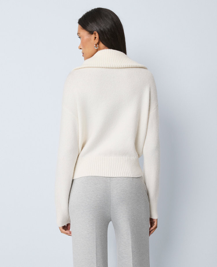 Ann Taylor Weekend Collection Half-zip Sweater In Neutral