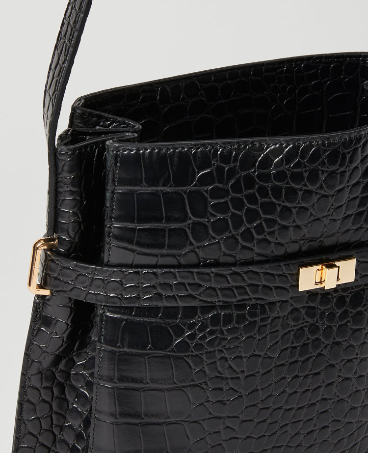 Croco Belted Bucket Bag