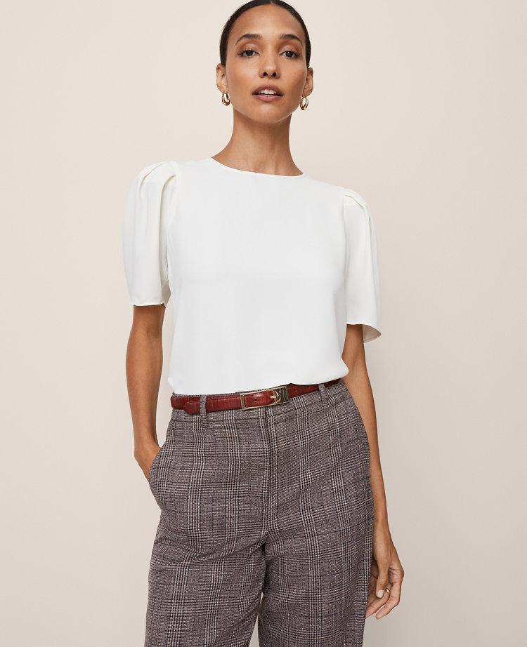 トップス 23AW A&S Smocking Sleeve Blouse silk Women's Satin Smocked Blouse with Puff Sleeves – EGGKA