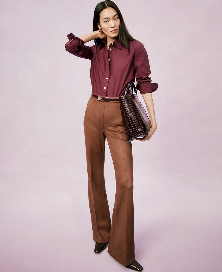 The Side-Zip Flare Pant in Faux Suede