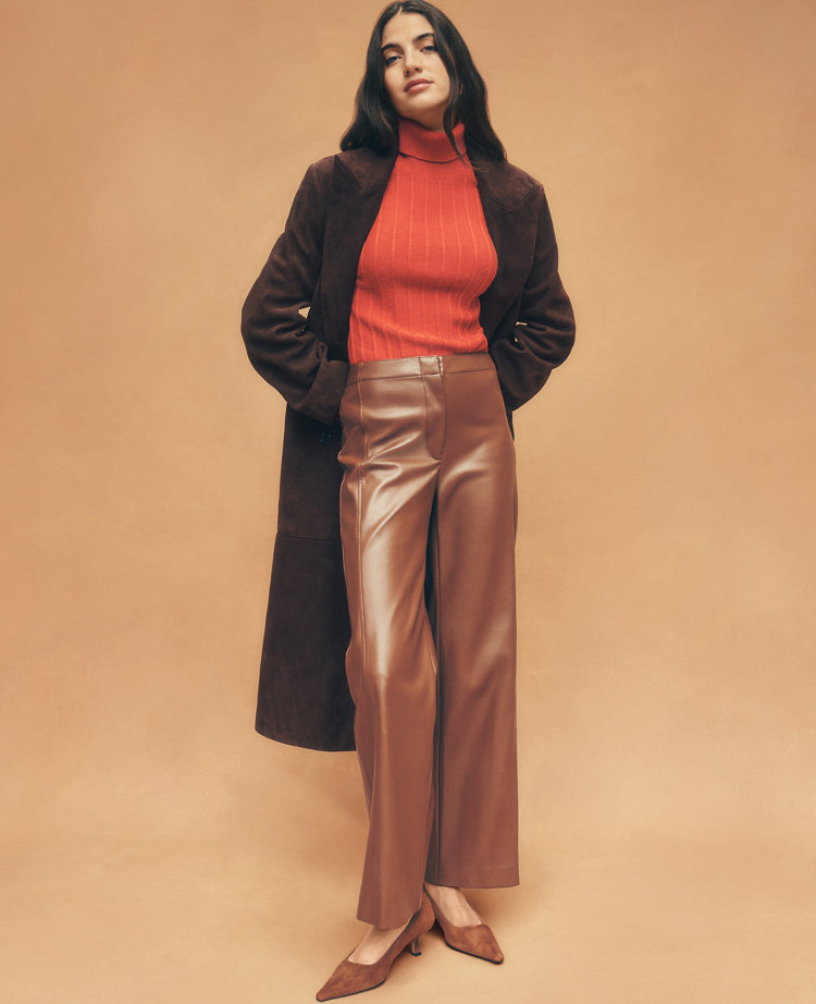 The Grace Straight Pant in Faux Leather