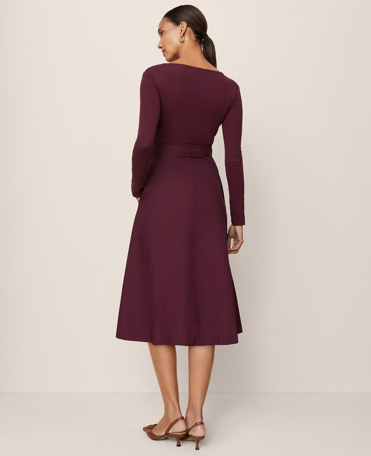 Mixed Media Flare Midi Dress