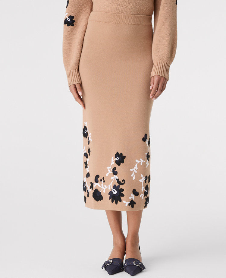 Floral Jacquard Midi Skirt
