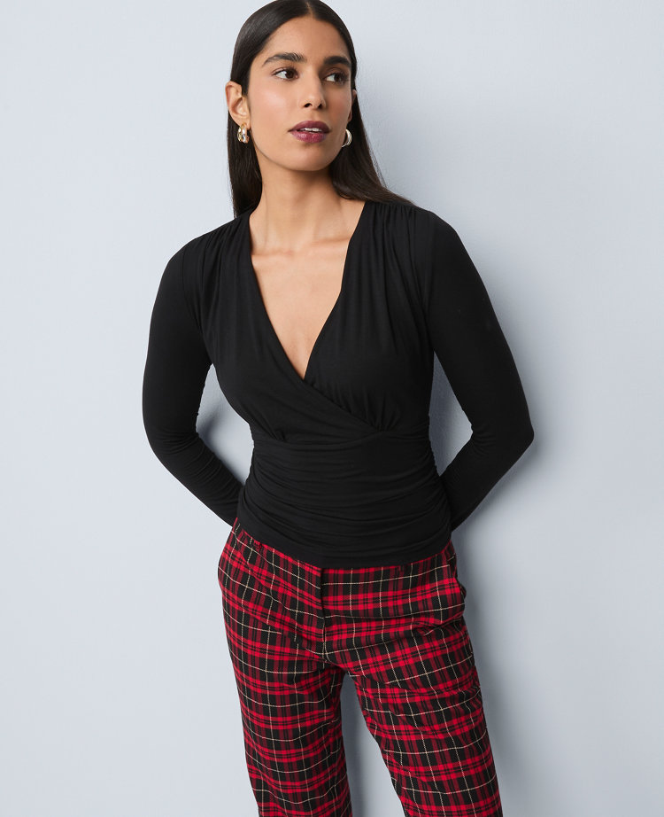 Gathered V-Neck Top