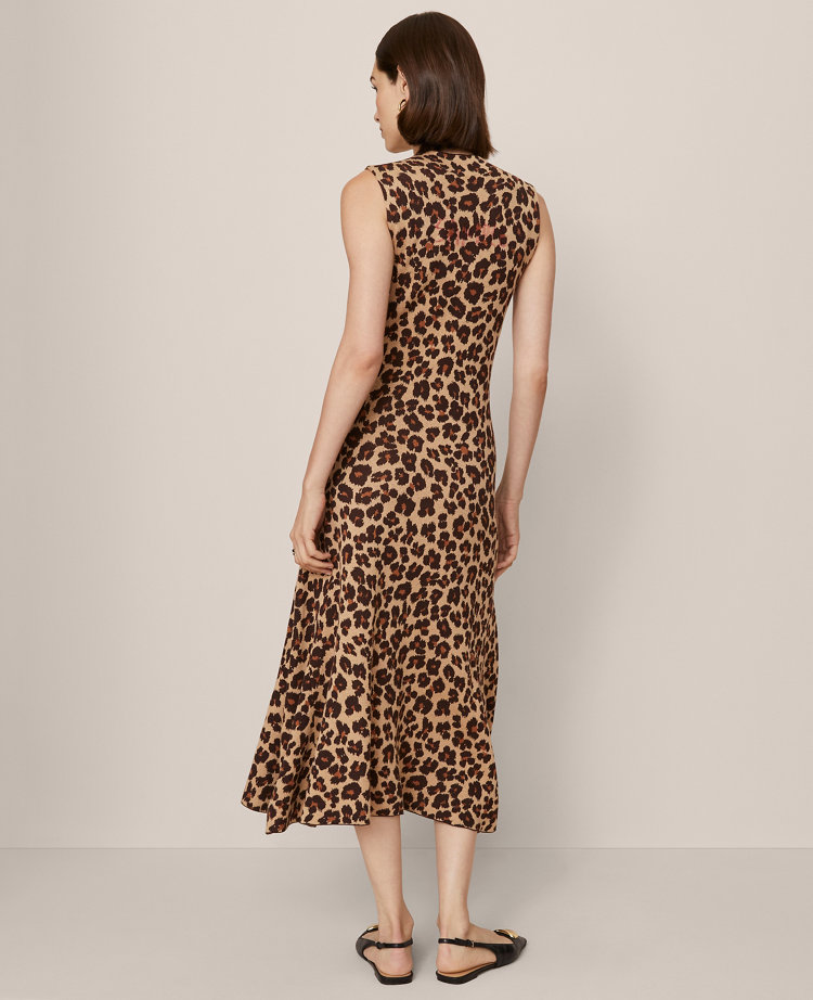 Petite Animal Print Mock Neck Midi Dress