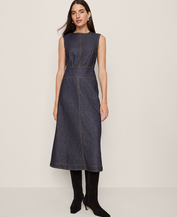 Petite Weekend Collection Crew Neck Flare Midi Dress