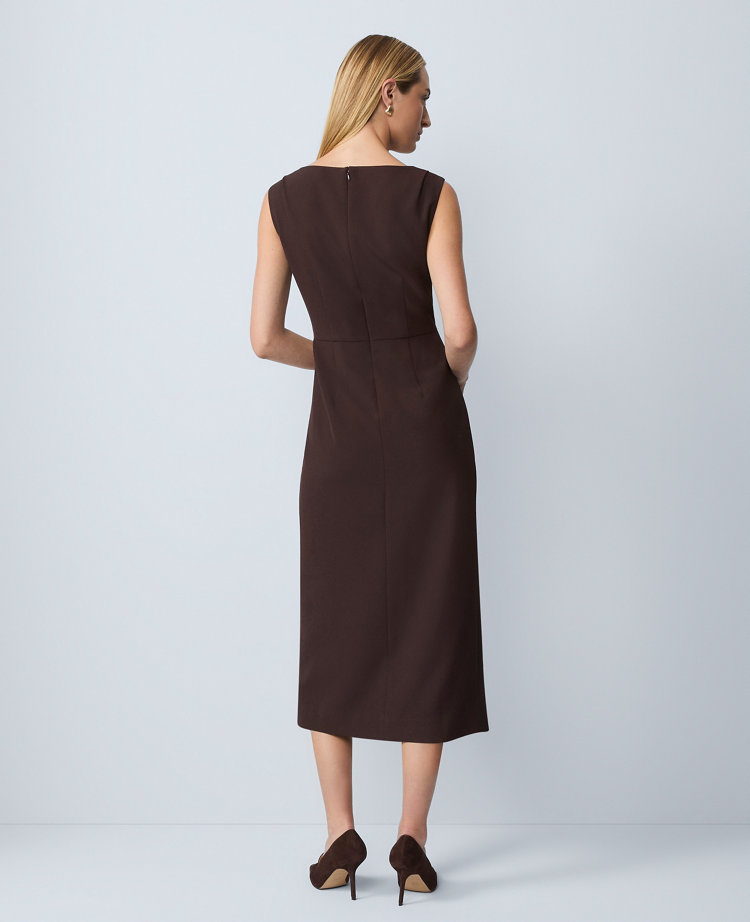 Petite Wrap Effect Sheath Dress in Fluid Crepe