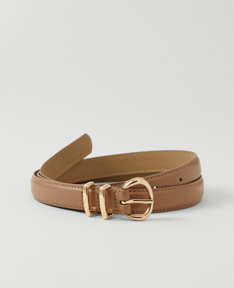 Ann Taylor Weekend Collection Skinny Leather Belt In Brown