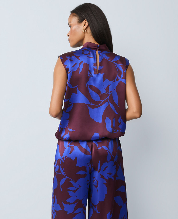 Studio Collection Silk Floral Cowl Neck Shell