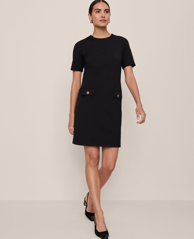 Button Pocket Shift Dress