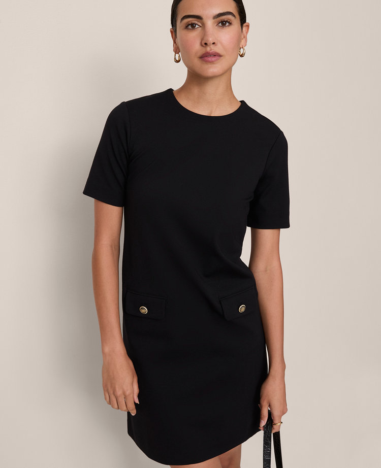 Button Pocket Shift Dress