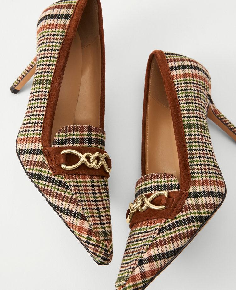 Chain Houndstooth Pointy Toe Pumps