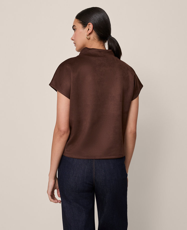 Faux Suede Horsebit Top