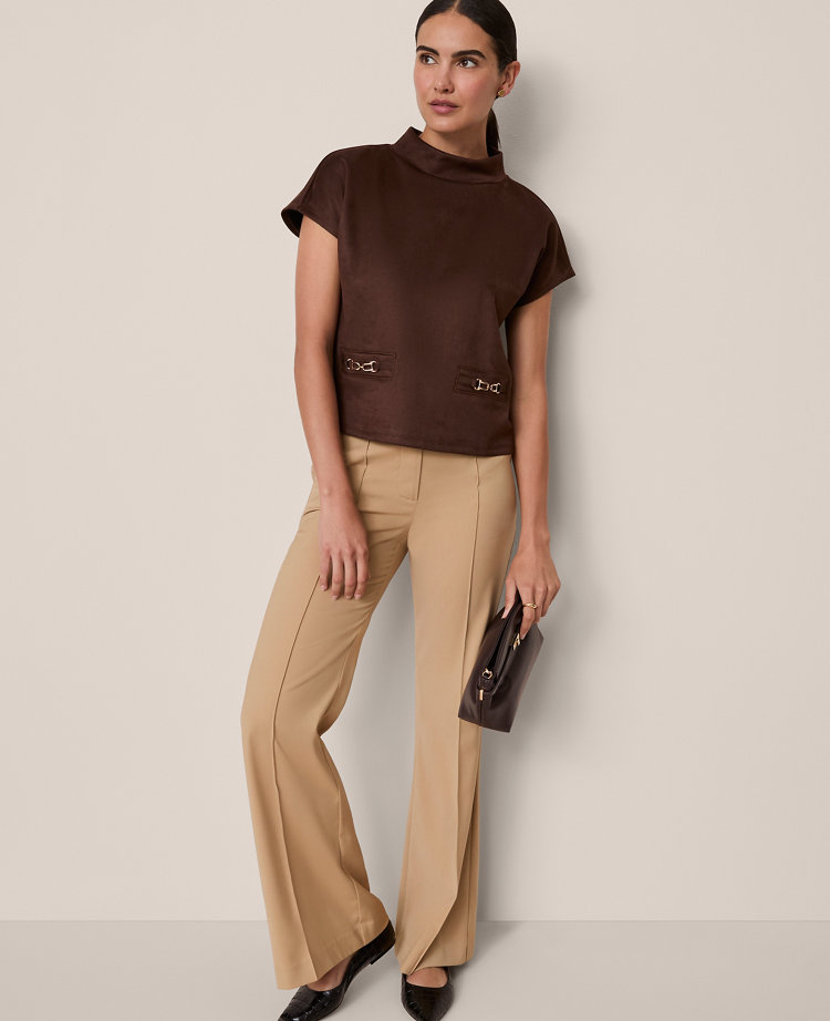 Faux Suede Horsebit Top