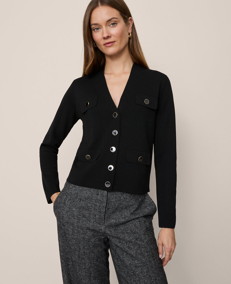 V-Neck Sweater Jacket