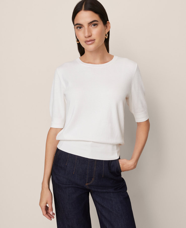 Ann Taylor Wedge Sweater Tee In White
