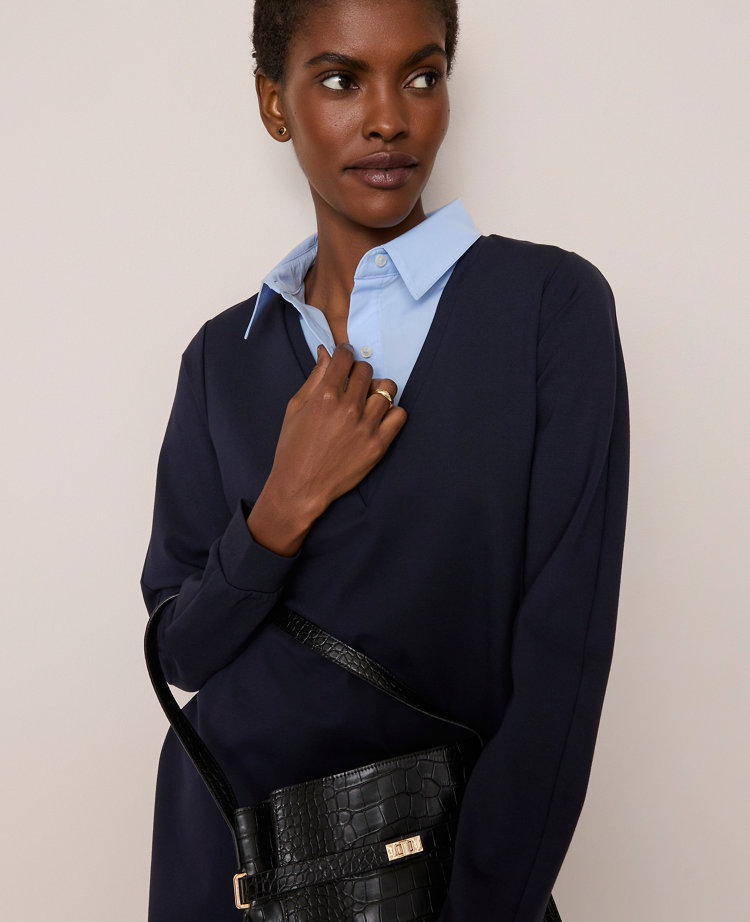 Collared Ponte Shift Dress
