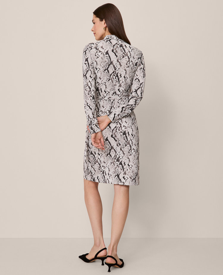 Snake Print Knit Wrap Dress